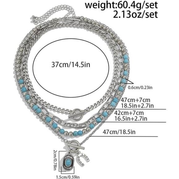 16 Pcs Western Jewelry for Women Bohemian Set, Faux Turquoise Jewelry Set - Picture 5 of 8